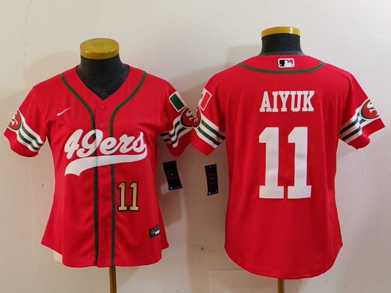 Womens San Francisco 49ers #11 Brandon Aiyuk Red Mexico Cool Base Stitched Baseball Jerseys